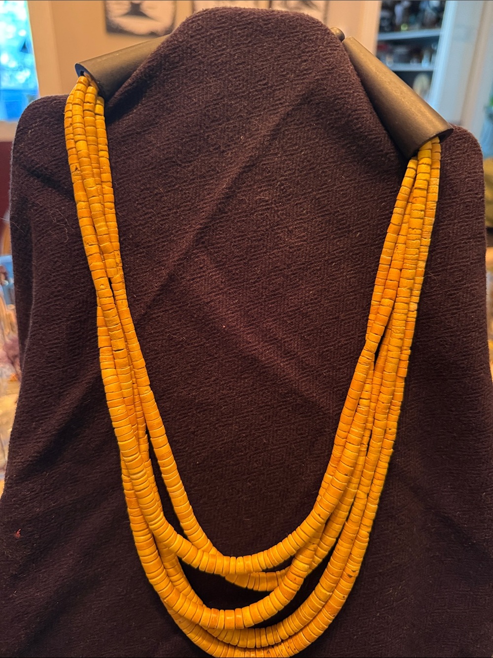 Handcrafted Yellow Multi-Strand Beaded Necklace